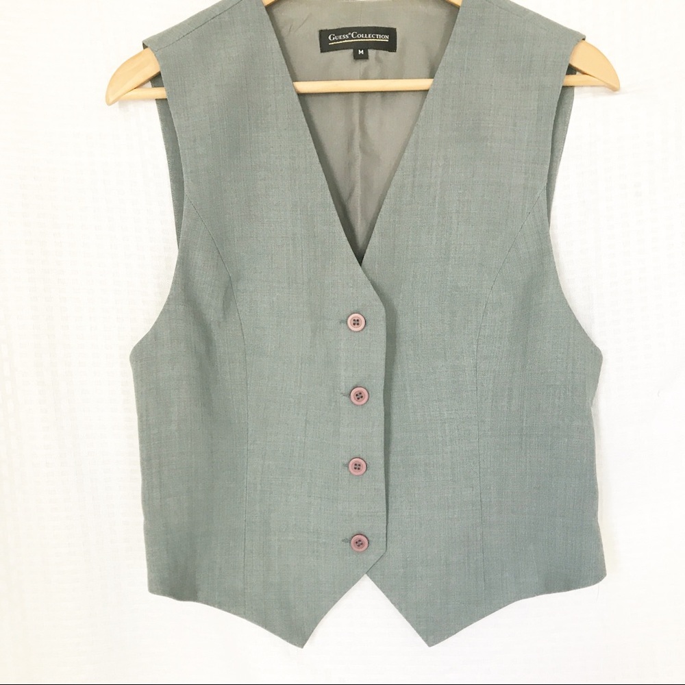 GUESS // Vintage Wool Gray Suit Pant and Vest Set - Picture 4 of 8